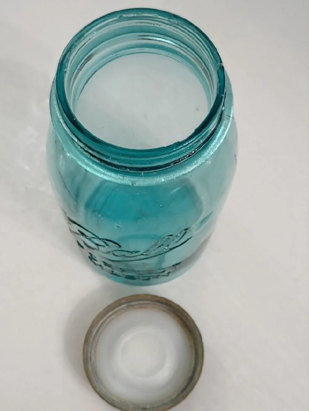 Perfect Mason Aqua Glass Storage Jar with Vintage Lid